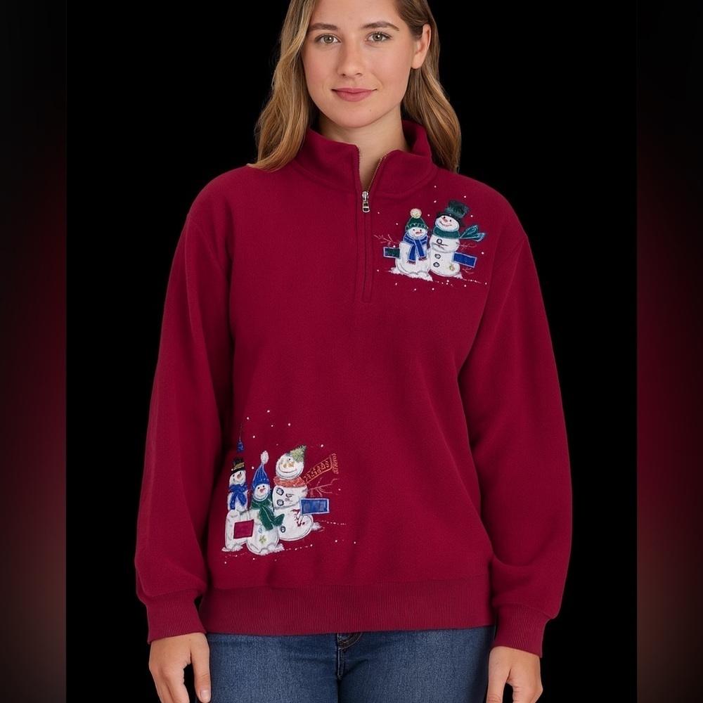Alfred Dunner Red Snowman Turtleneck Sweater